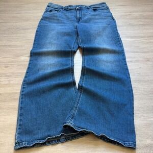 34x28 Blue Y2K Flared Wide Leg 2000s Jeans Huge Leg Opening Vintage